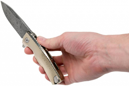 Складной нож Lion Steel ROK DD GL Damascus Gold фото 4